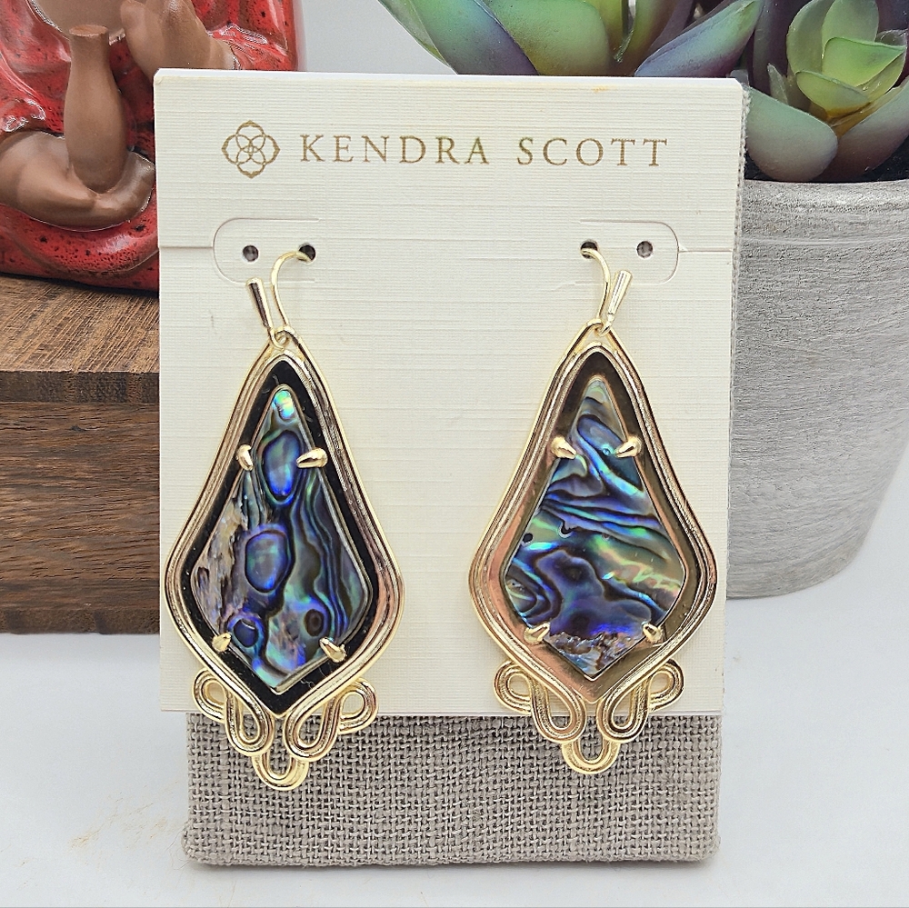 RARE Kendra Scott Abalone Gold Keira Earrings